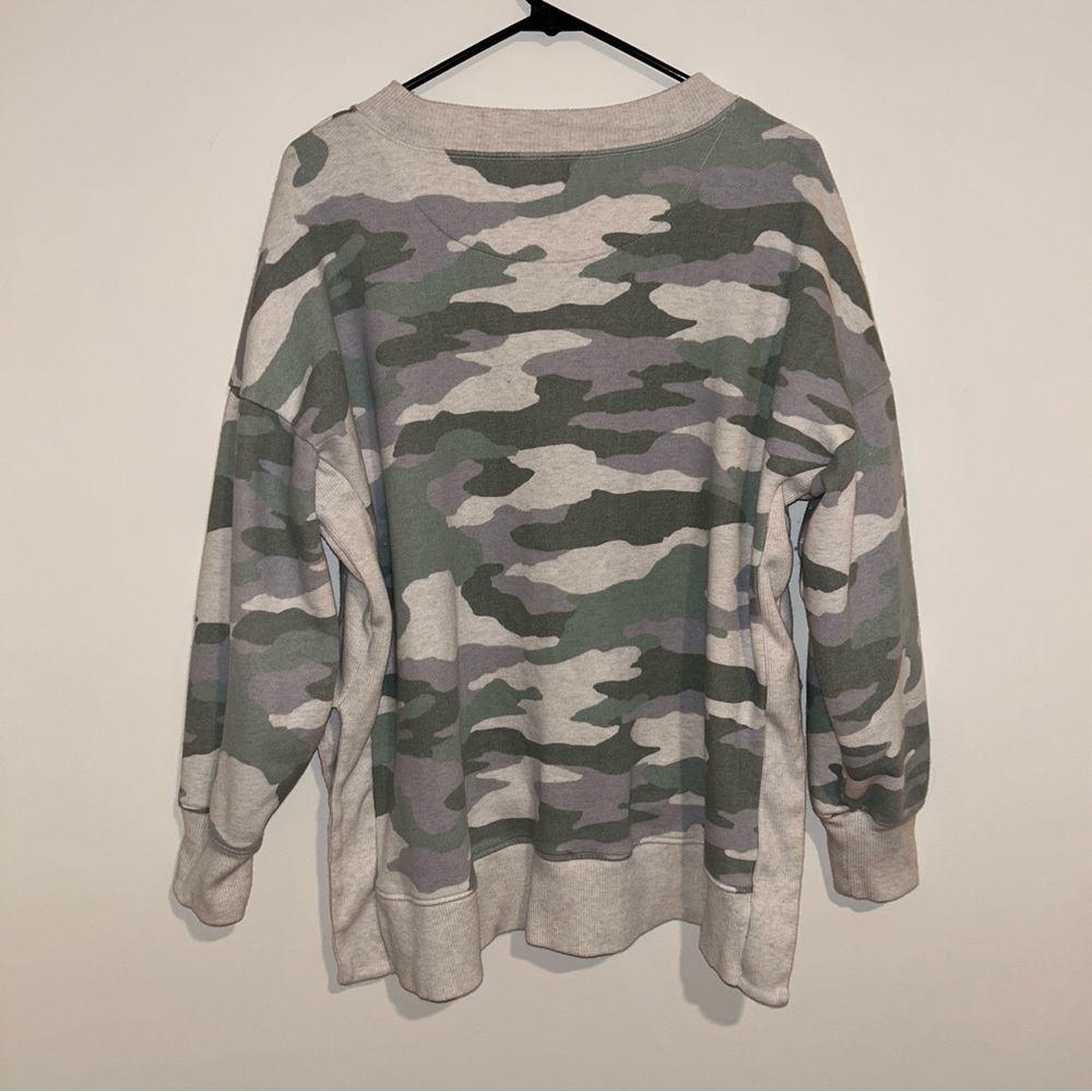 Aerie Pullover Crew Neck Army Camo Sweatshirt - Picture 3 of 7